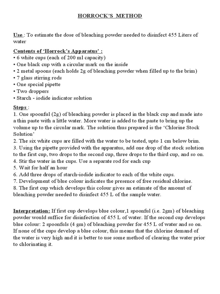Horrock's Apparatus for Chlorine Estimation | PDF