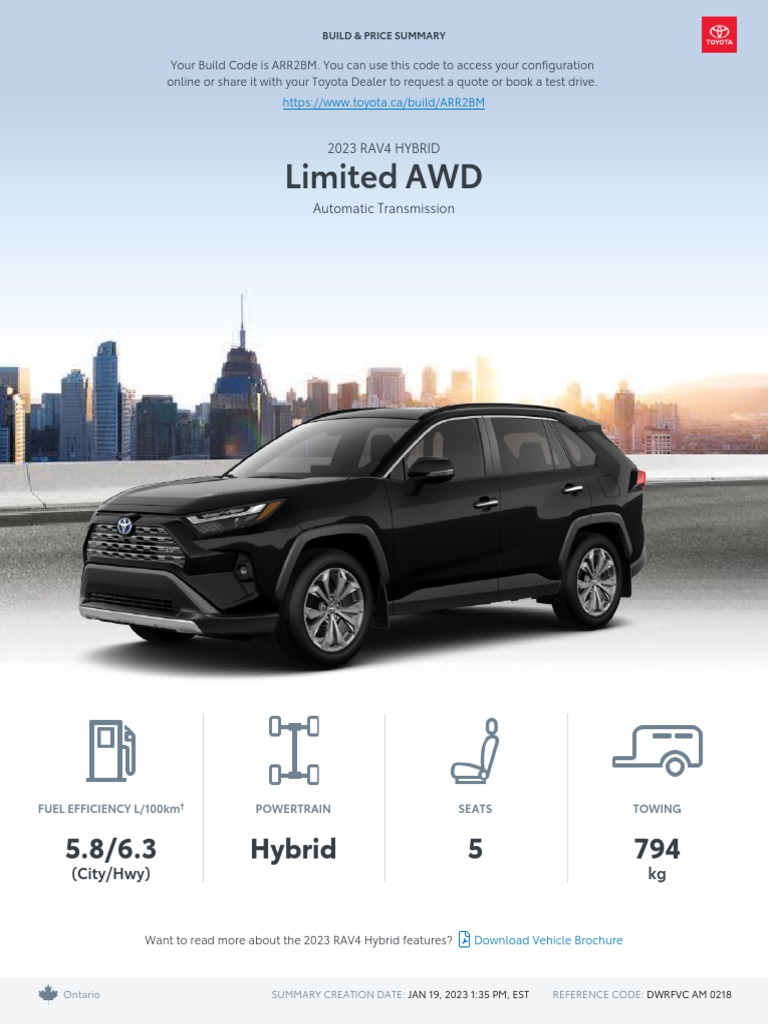 Toyota build and price 2023 rav4 hybrid limited awd pdf insurance