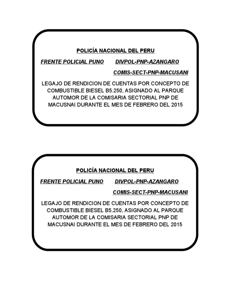 Rendición de Cuentas ROUD-031 PNP | PDF | Cumplimiento de la ley ...