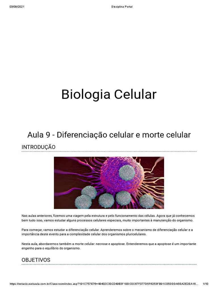Diferenciação e Morte Celular | PDF | Apoptose | Célula (Biologia)