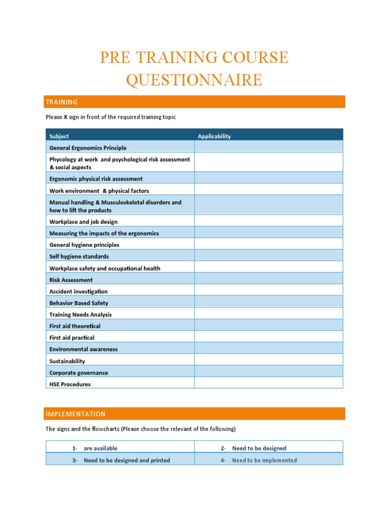 Pre Course Questionnaire PDF