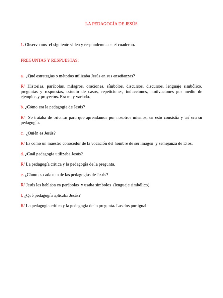La Pedagogia de Jesús PDF
