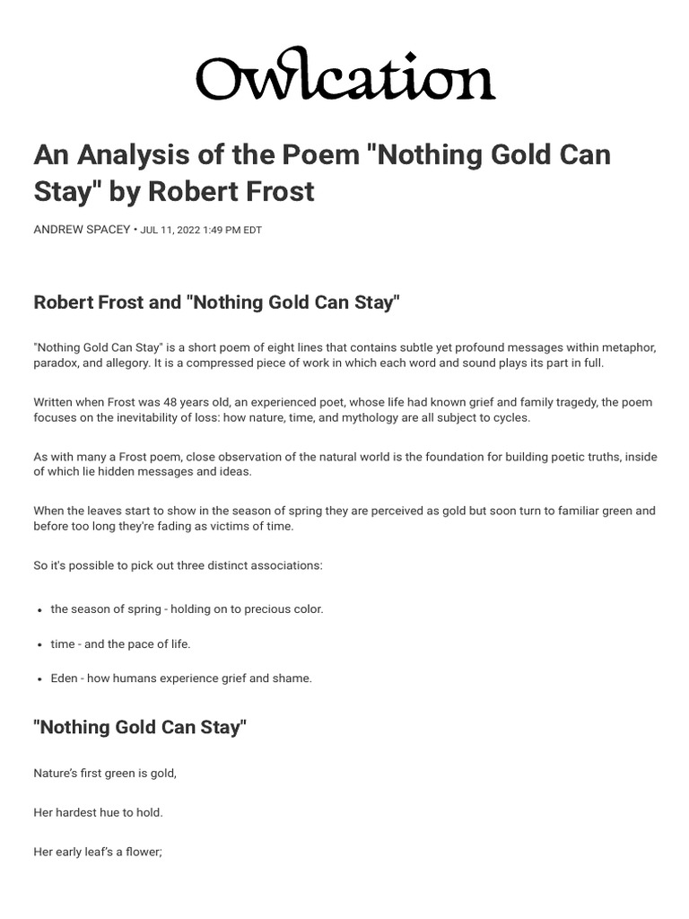 Nothing Gold Can Stay by Frost PDF