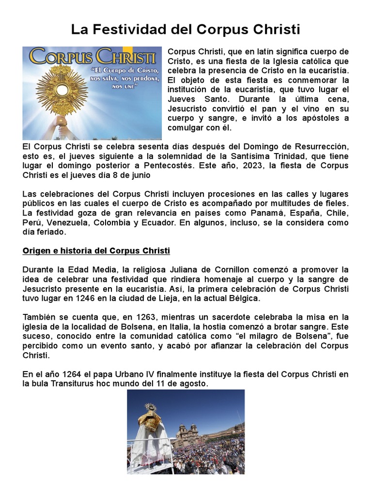 La Festividad Del Corpus Christi | PDF