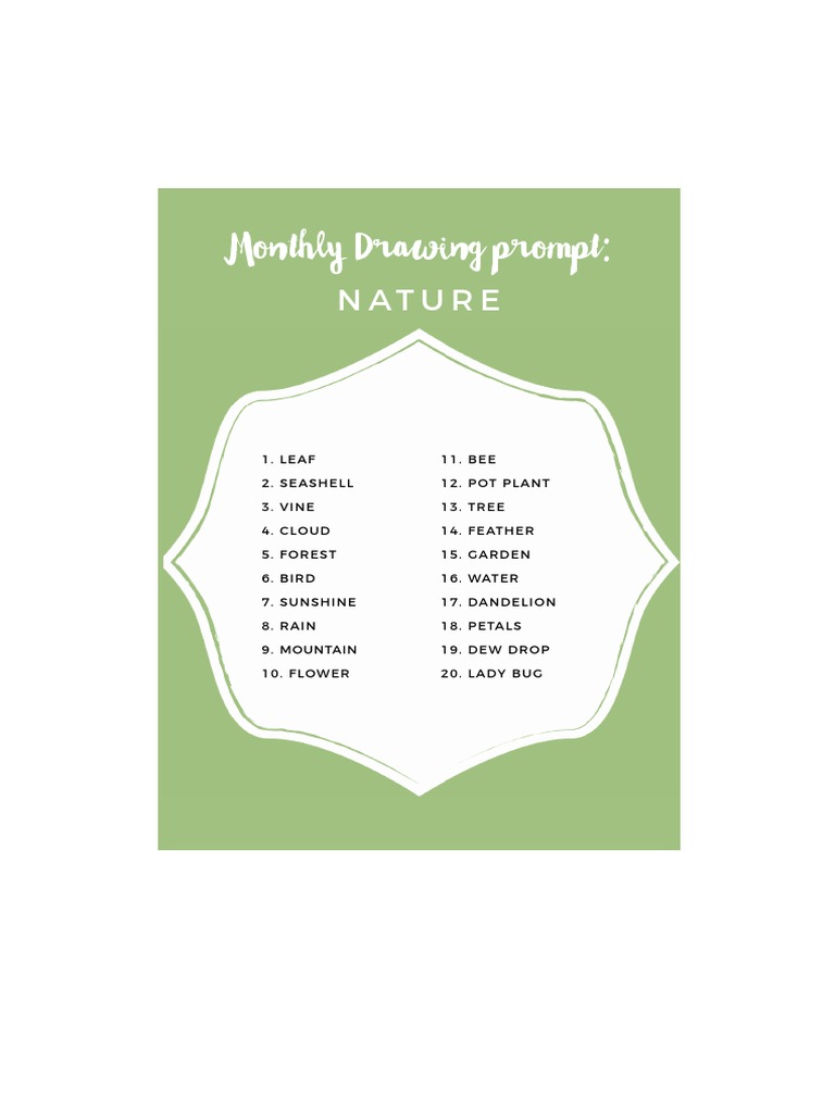 April Drawing Prompt List PDF