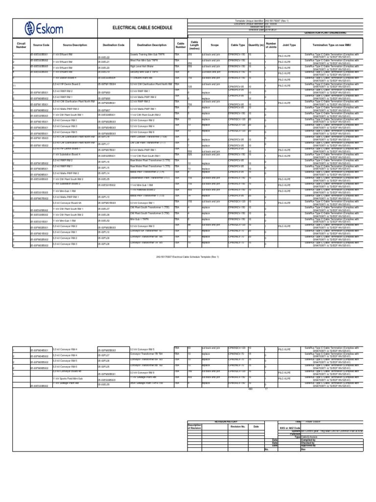 Electrical Cable Schedule Overview | PDF