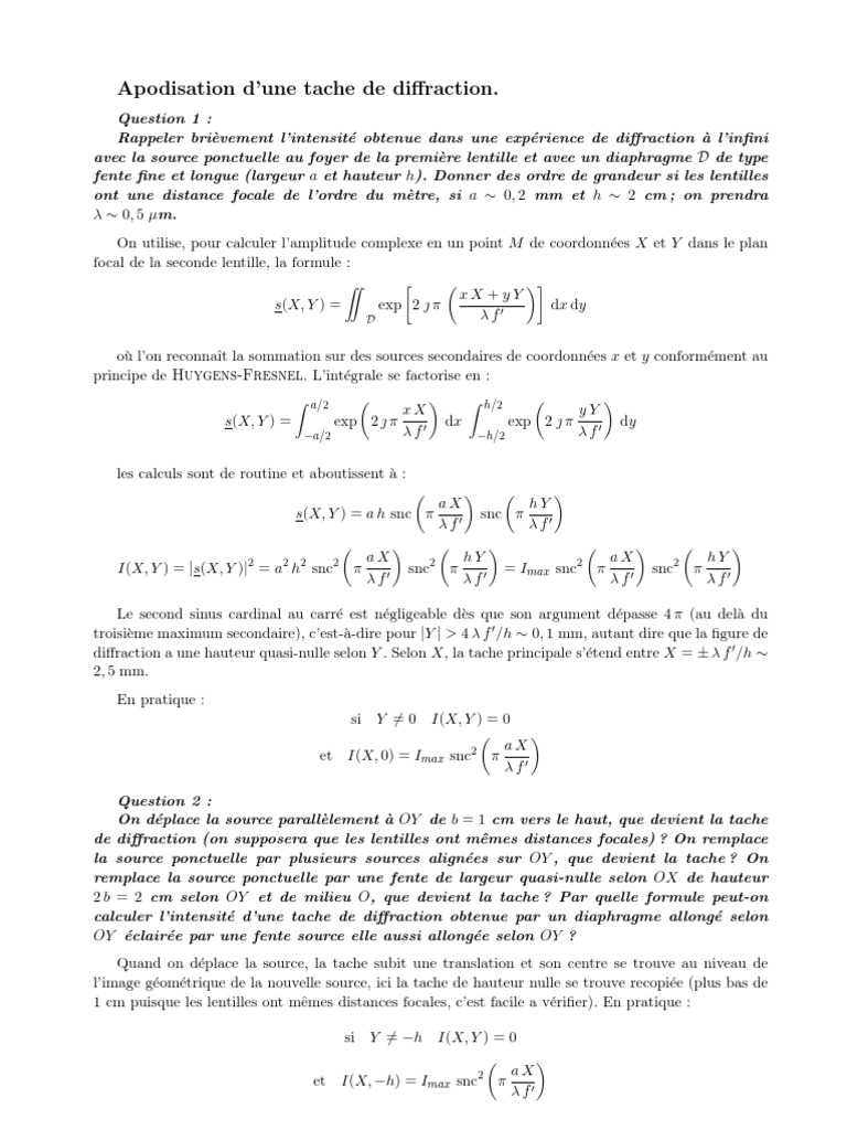 Apodisation D'une Tache de Diffraction | PDF