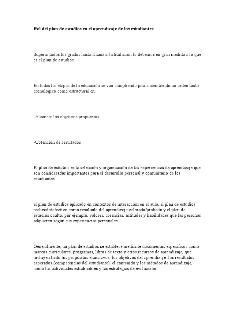 Importancia del currículo en la educación | PDF | Plan de estudios ...