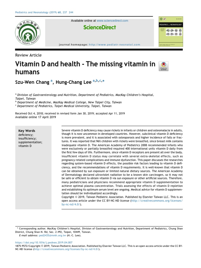 Lesson 8 - Vitamin D and Health - The Missing Vitamin in Humans - pp.1 ...