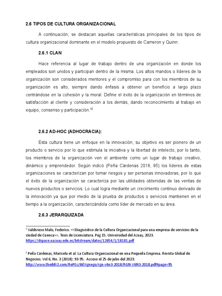 Tipos de Cultura Organizacional | PDF | Mercado (economía) | Iniciativa ...