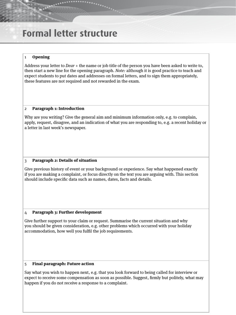 Formal Letter Structure - Letter