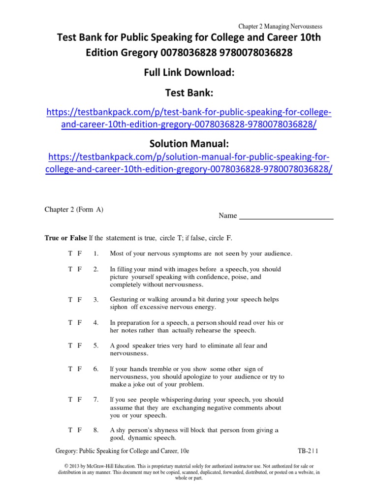 public-speaking-for-college-and-career-10th-edition-gregory-test-bank-pdf