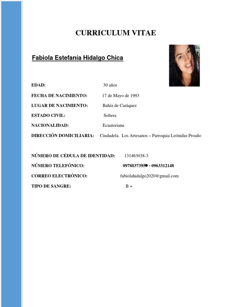 Curriculum Vitae Fabiola Hidalgo | PDF