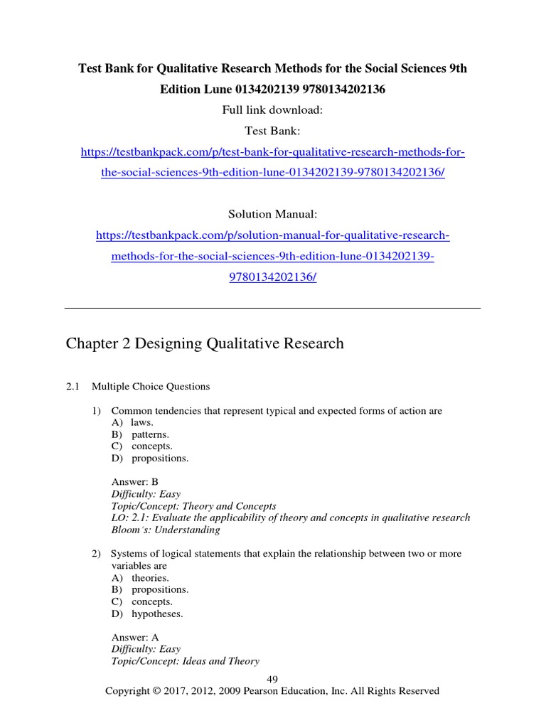 Qualitative Research Methods For The Social Sciences 9th Edition Lune ...