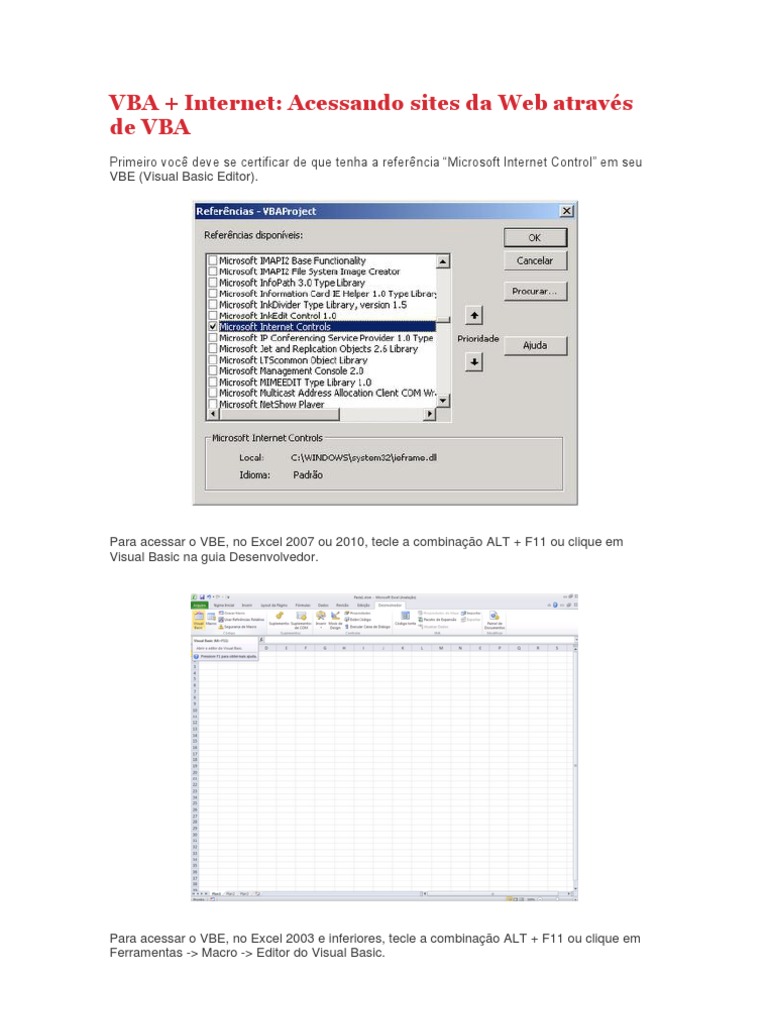 VBA | Download grátis PDF | Sites | Script Java