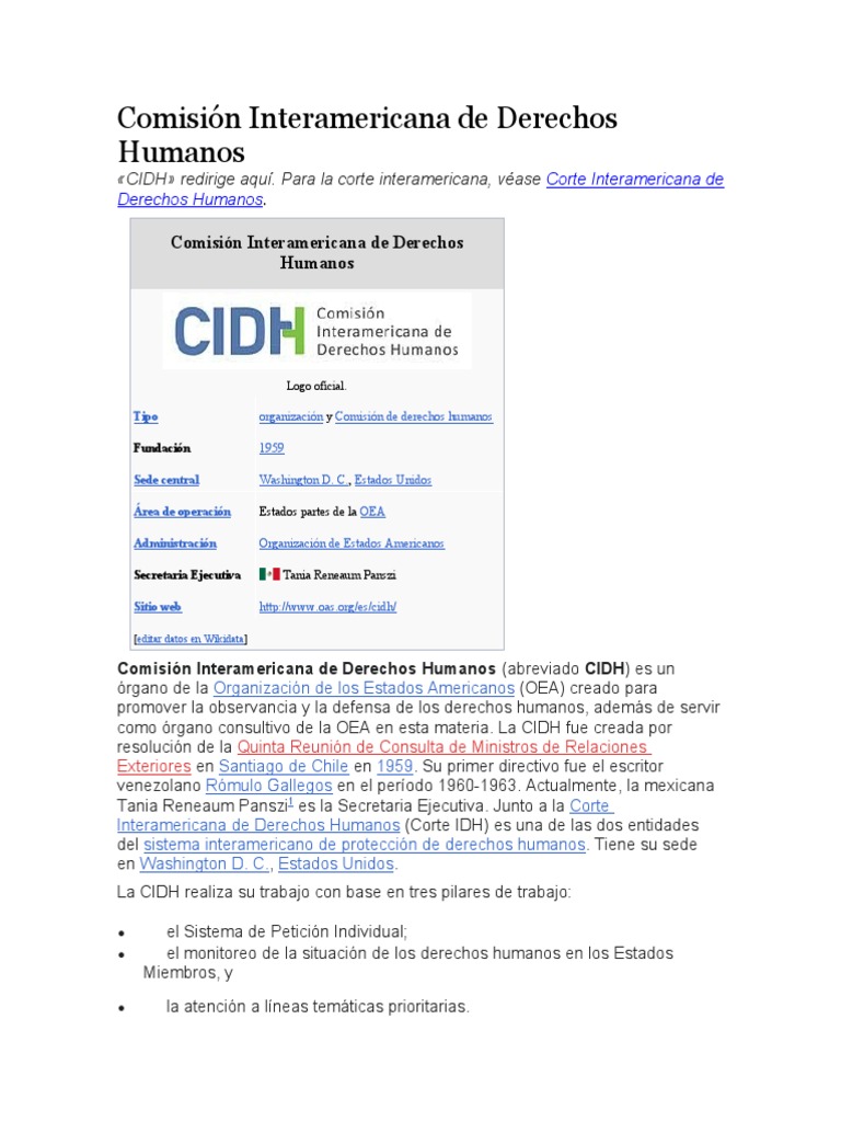 Funciones de la CIDH en Derechos Humanos | PDF | Justicia | Crimen y ...