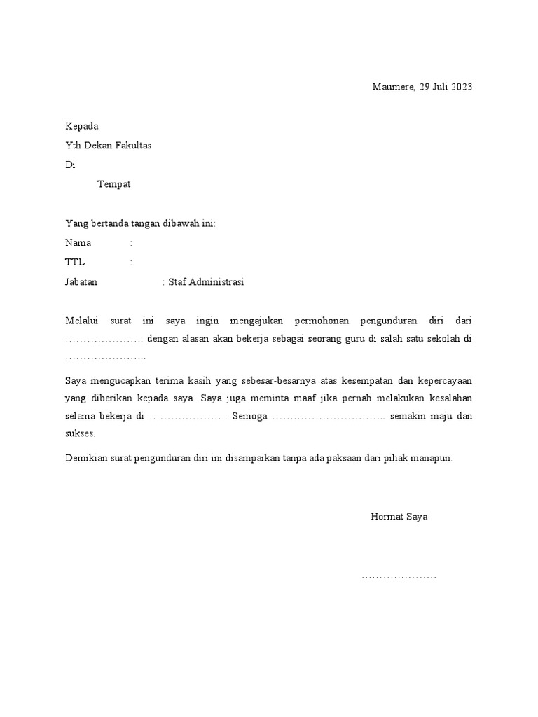 Surat Pengunduran Diri | PDF