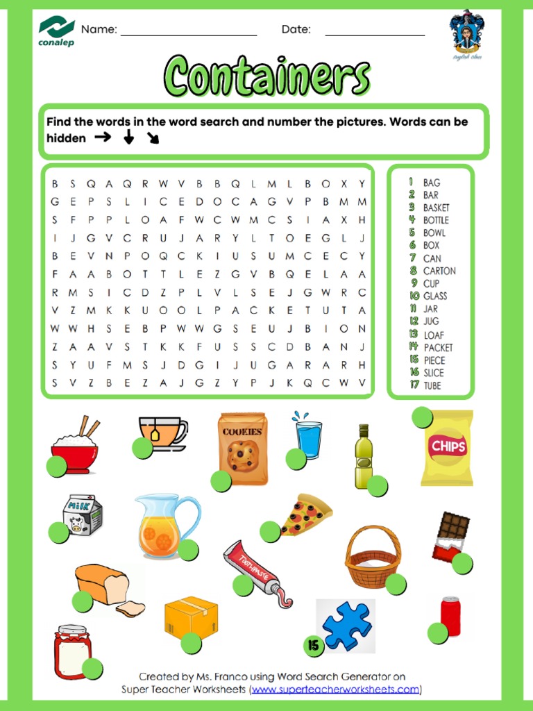 Containers Word Search | PDF
