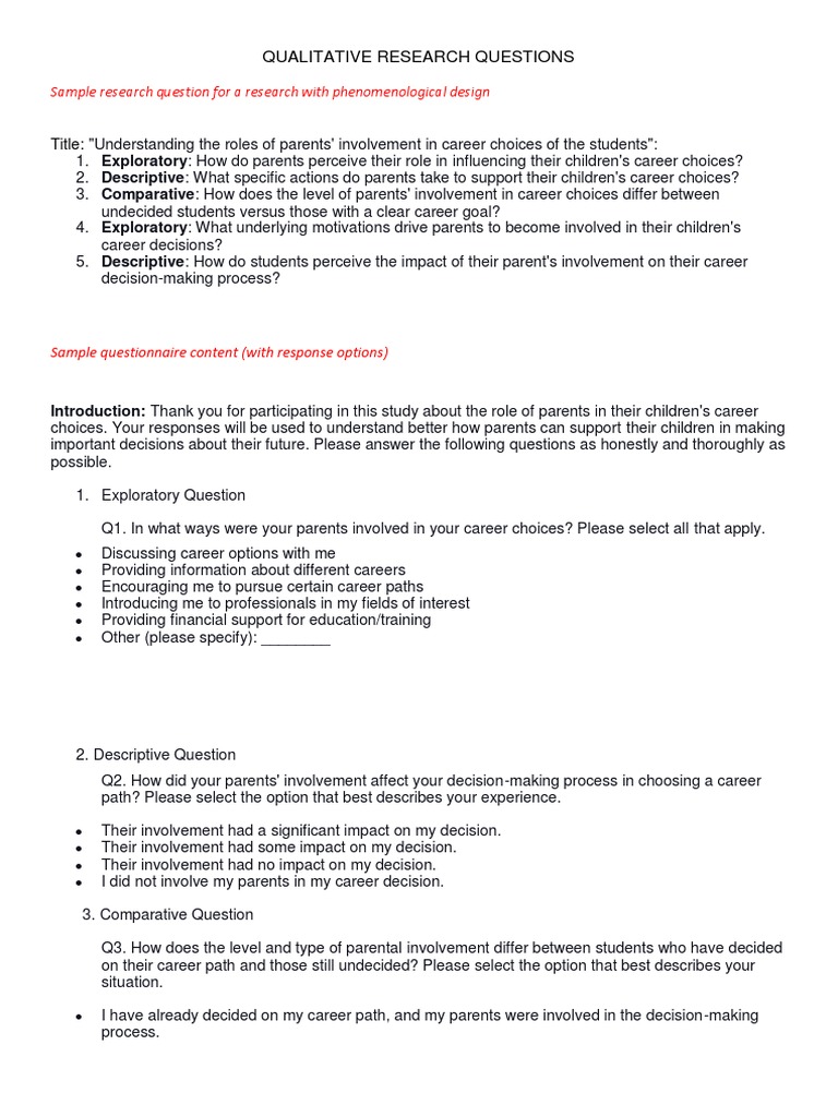 QUALITATIVE RESEARCH QUESTION TYPES SAMPLE PDF