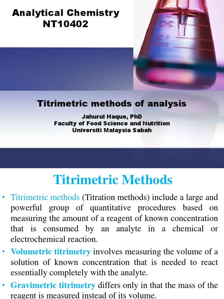Titrimetric Methods of Analysis | PDF | Titration | Chemistry