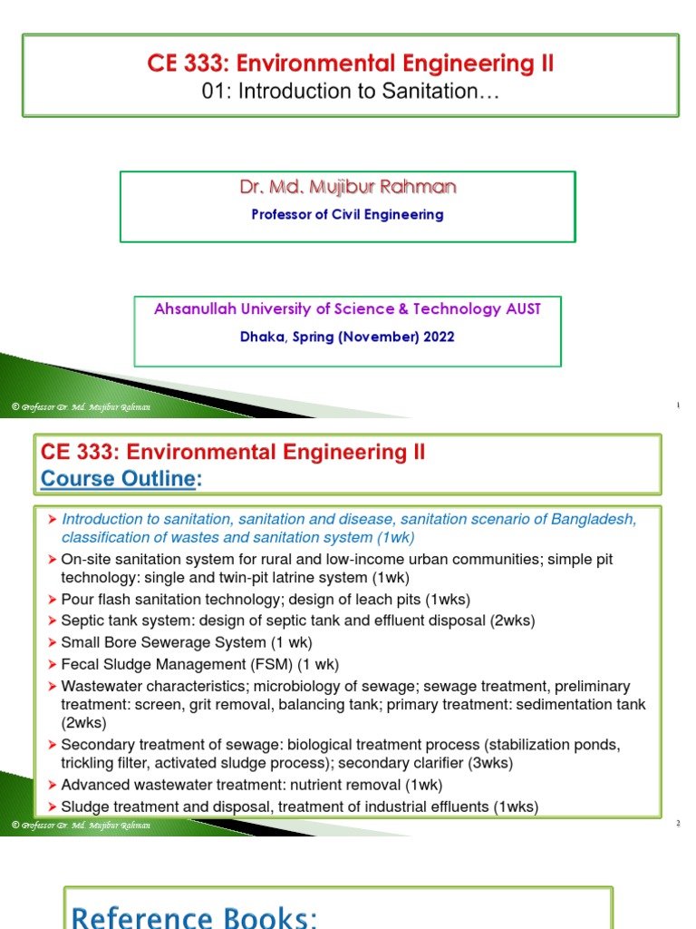 01 Aust CE 333 Lecture1Introduction To Sanitation PDF Sanitation