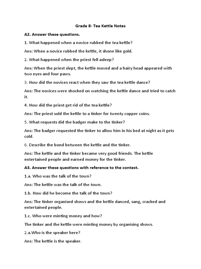 Grade 8 Tea Kettle Notes | PDF