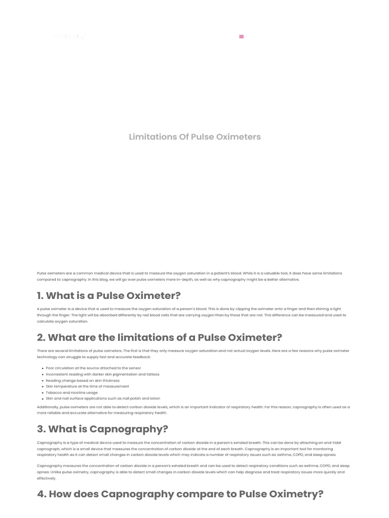 Limitations of Pulse Oximeters Infinium Medical PDF