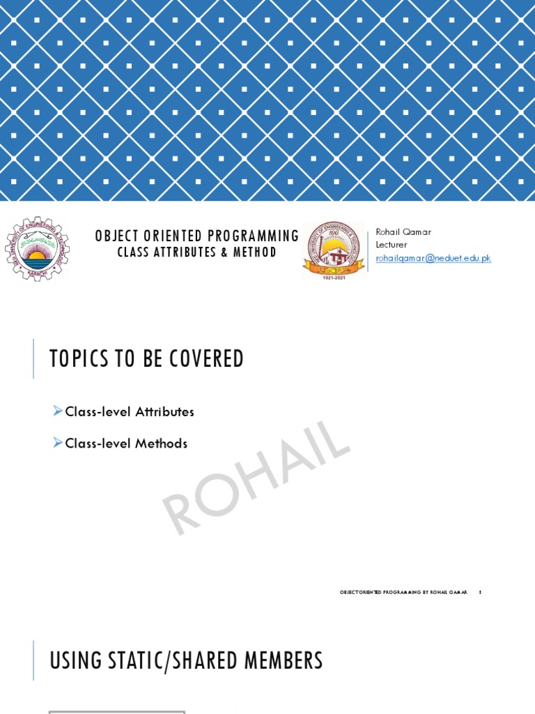 6-Class Attributes and Method | PDF | Class (Computer Programming ...