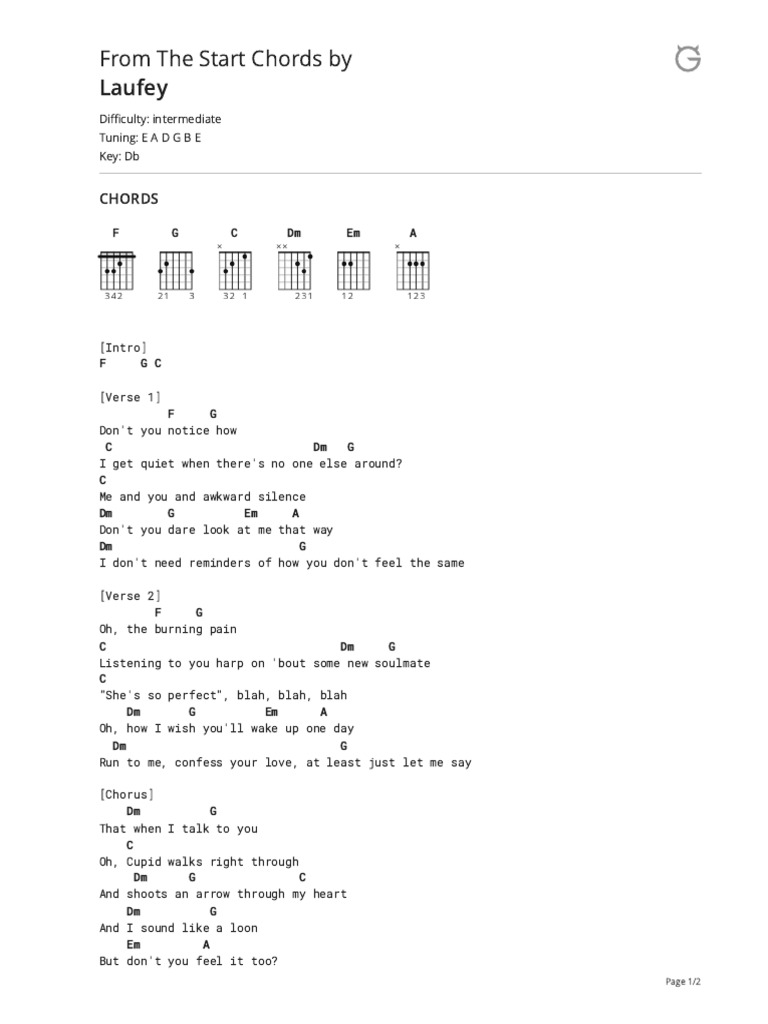 From the start chords by laufeytabs ultimate guitar archive pdf