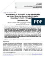 An Evaluation of Equipment For The Teaching and Learning of Business Studies in Public Junior Secondary Schools in Enugu State
