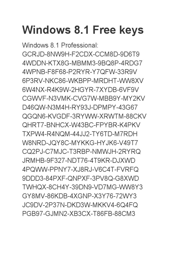 Windows 8 keys pdf