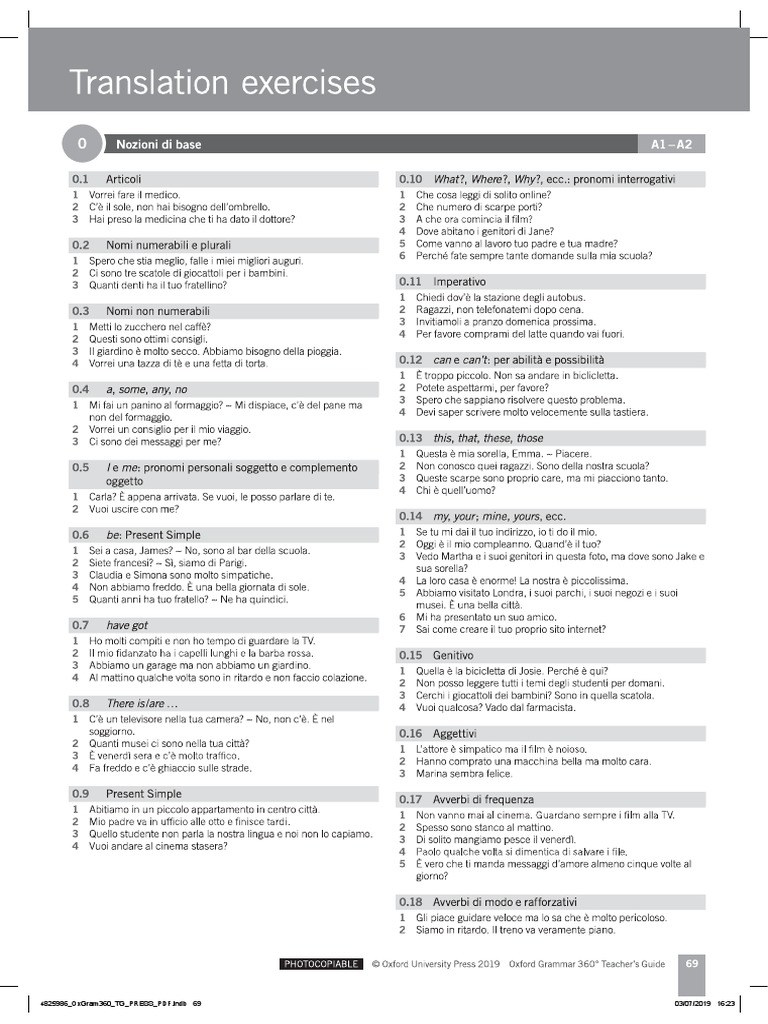 Translation Exercises 1 | PDF