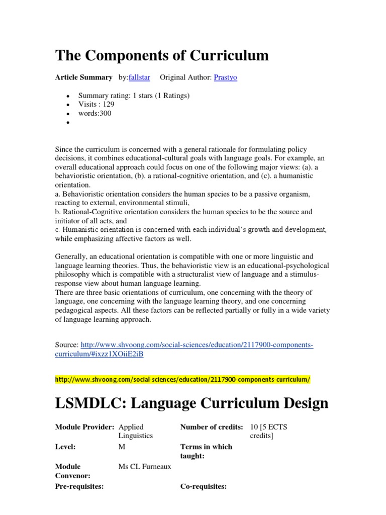 the-components-of-curriculum-pdf-behaviorism-curriculum