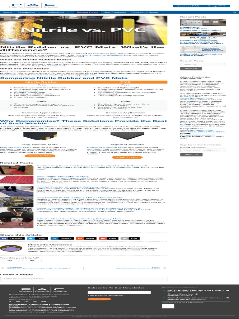 Nitrile Rubber vs. PVC Mats What's The Difference PDF Polyvinyl