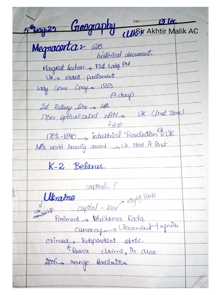 Lec 13 Geography by Sir Akhtar MALIK AC UT TWICE PMS GK Topper | PDF