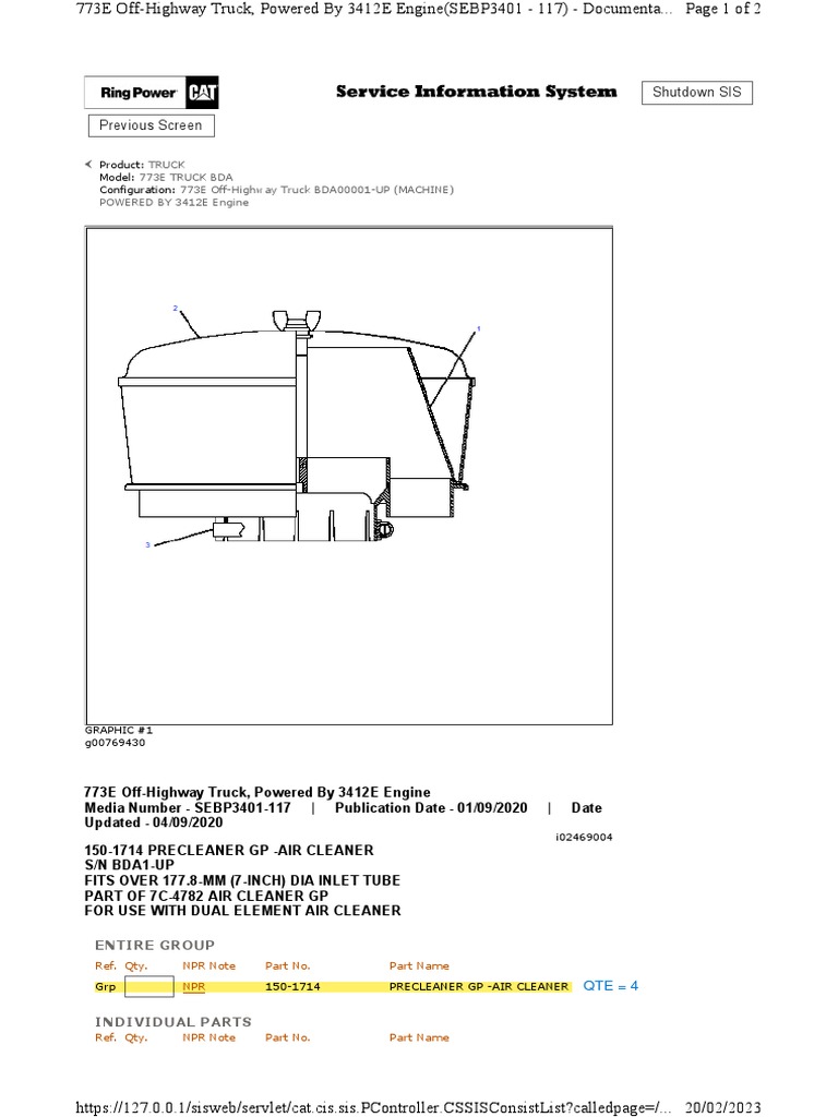 2S6708 150-1714 Precleaner GP - Air Cleaner | PDF | Computers