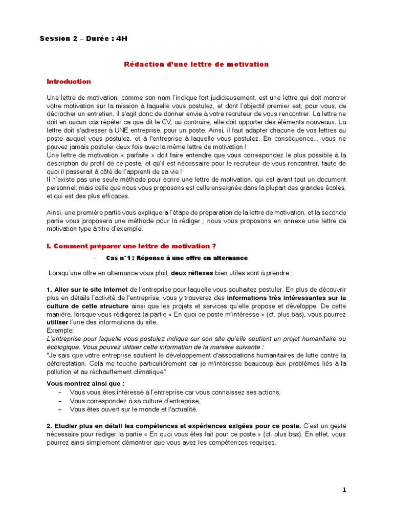 Rédiger une lettre de motivation efficace | PDF | Motivation | Motivant