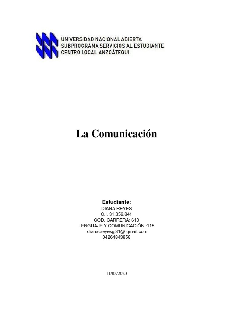 La Comunicación: Estudiante | PDF | Artes del Lenguaje y Comunicación ...