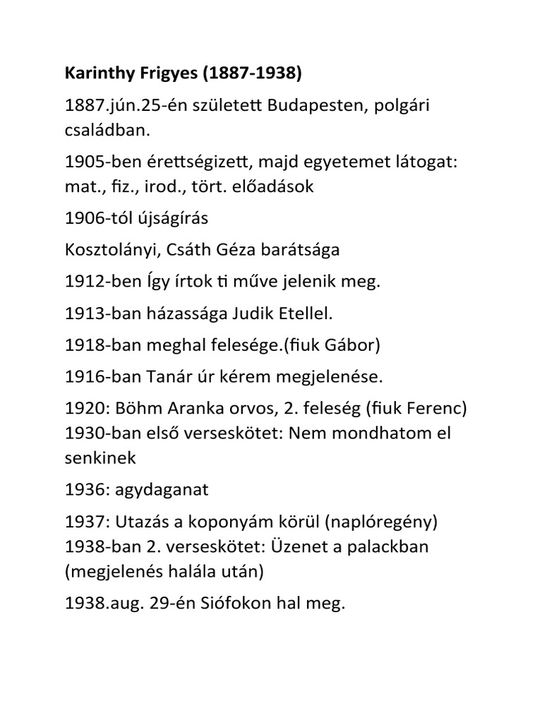 Karinthy Frigyes | PDF