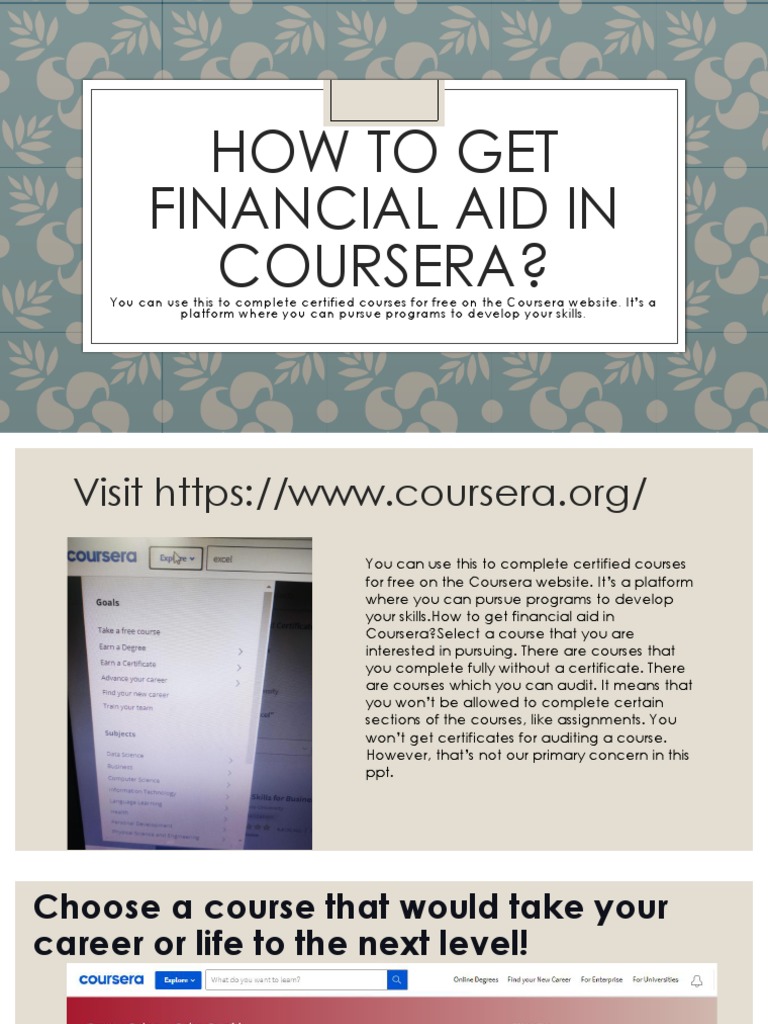How To Use Financial Aid In Coursera