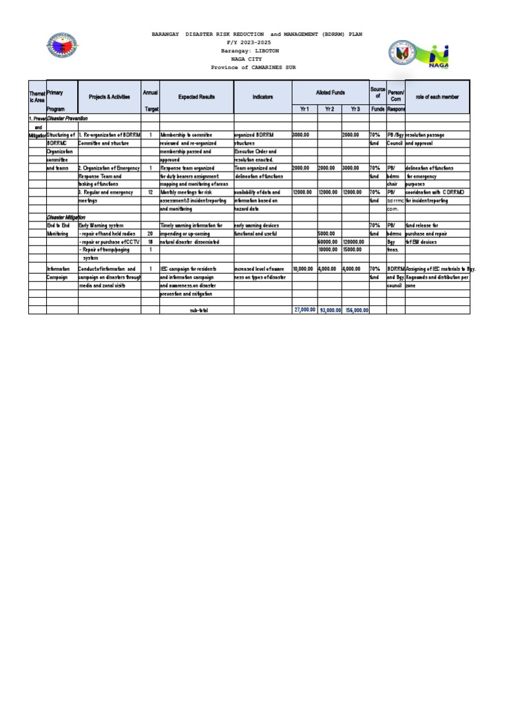 Barangay BDRRM Plan 2023-2025 | PDF | Emergency Management | Emergency ...