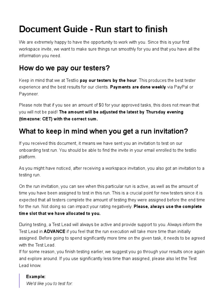 Testlio First Run Guide for Testers | PDF