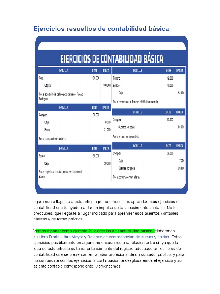 Ejercicios Resueltos De Contabilidad Básica Pdf