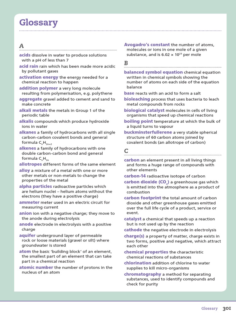 Chemistry Glossary Terms Explained | PDF | Chemistry | Ion