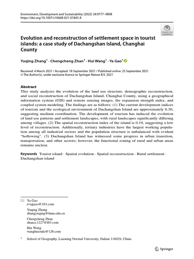 Evolution and Reconstruction of Settlement Space in Tourist Islands ...