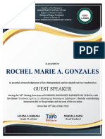 Certificate of Recognition - Guest Speaker