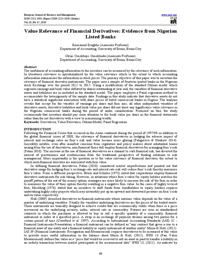 Value Descargar gratis PDF Fair Value Derivative (Finance)