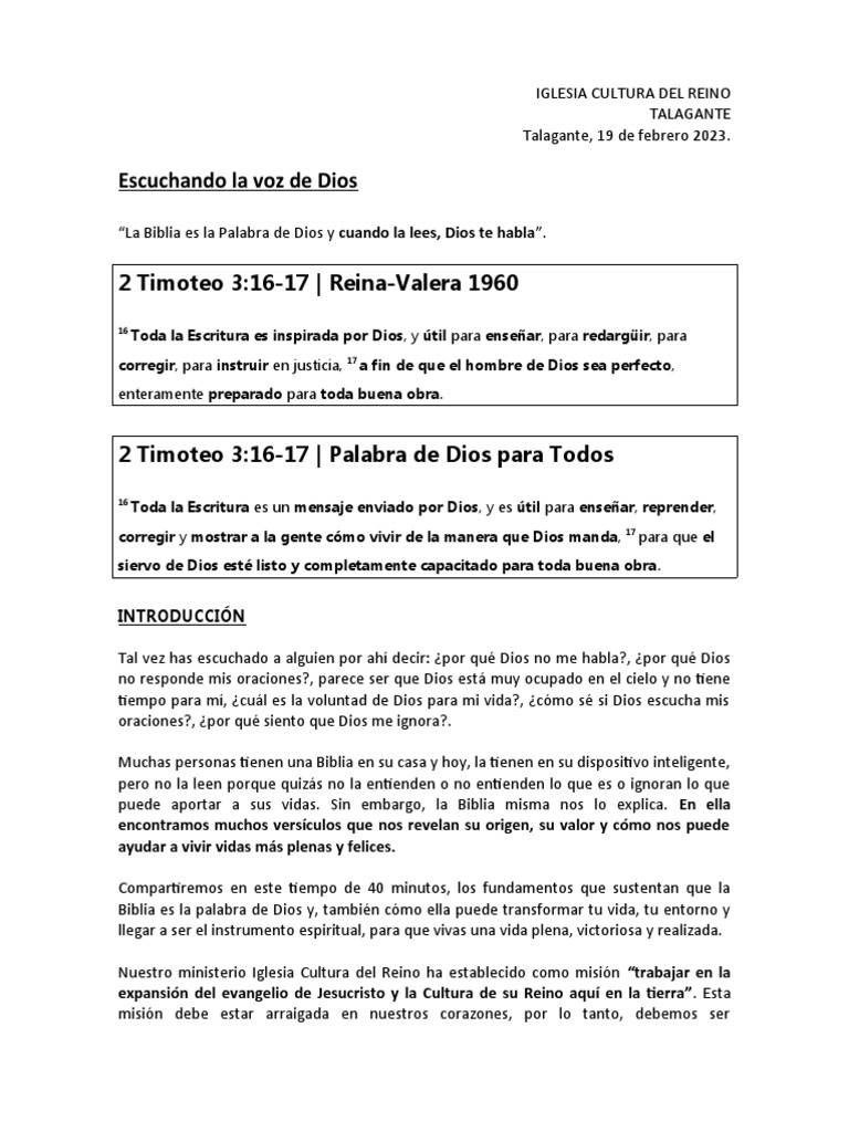 Escuchando La Voz de Dios (ICdR) | PDF | Biblia | Dios