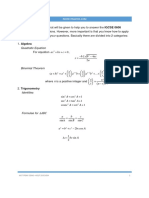 Formulae For IGCSE 0606 Additional Maths Exam