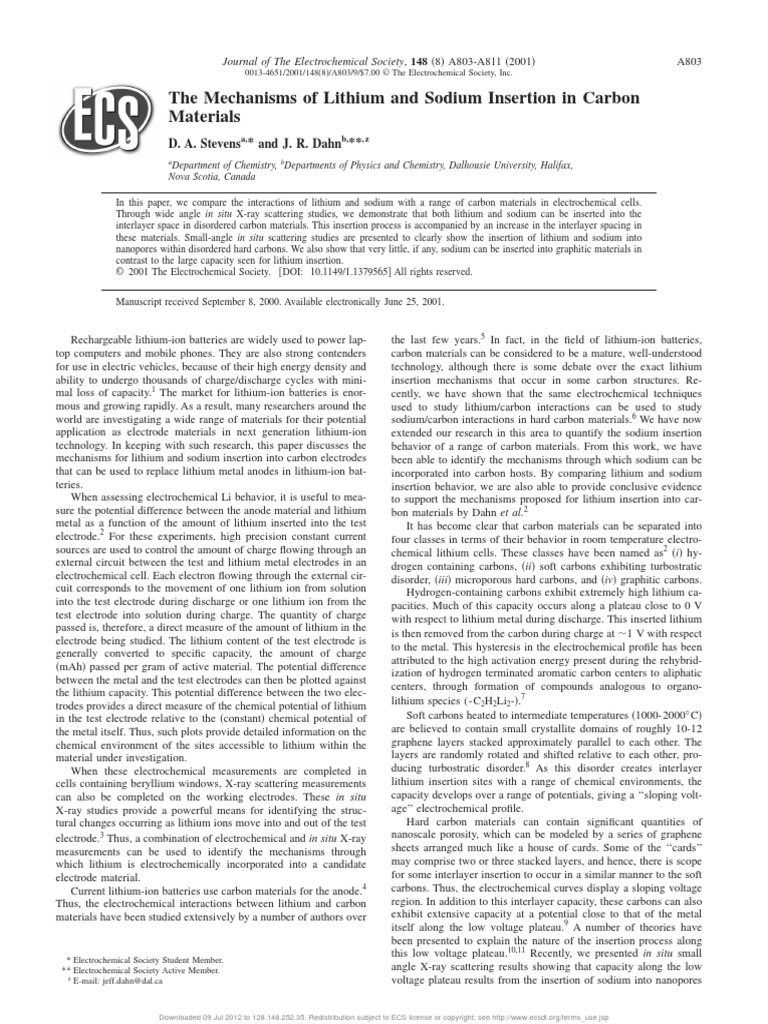 The Mechanisms of Lithium and Sodium Insertion in Carbon Materials ...